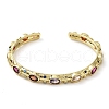 Rack Plating Brass Pave Colorful Cubic Zirconia Open Cuff Bangles for Women BJEW-K244-02G-2