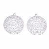 Tarnish Resistant 201 Stainless Steel Filigree Pendants STAS-R102-12P-1