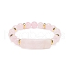 Natural Rose Quartz Rectangle Beaded Stretch Bracelet BJEW-JB08982-03-1