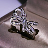 Bowknot Alloy with Crystal Rhinestone Finger Rings for Women FS-WG361F1-03-3