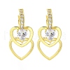 Brass Clear Cubic Zirconia Hoop Earrings EJEW-M047-12G-4
