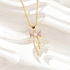 Brass Micro Pave Cubic Zirconia Pendant Necklaces NJEW-S441-05G-1