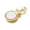 Brass Micro Pave Cubic Zirconia Shell Pendants KK-D328-13G-2