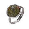 Half Round Natural & Synthetic Gemstone Finger Rings RJEW-M062-01P-23-3