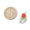 Natural Cowrie Shell & Acrylic & Glass Seed Beads Flower Shell Shaped Pendants PALLOY-JF03819-2
