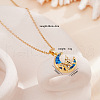 Brass Crystal Rhinestone & Resin Butterfly Moon Pendant Necklaces for Women FS-WG063FB-05-1