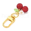 Polymer Clay Rhinestone Cherry Pendant Decorations HJEW-JM03269-01-4