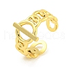 304 Stainless Steel Buckle Shape Open Cuff Ring RJEW-G321-12G-1