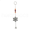 Halloween Theme Glass Seed Spider Web Keychains HJEW-MZ00285-01-2