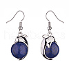 Natural Lapis Lazuli Dolphin Dangle Earrings with Crystal Rhinestone EJEW-A092-20P-10-3