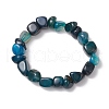 Natural Agate Nuggets Beaded Stretch Bracelets for Men Women BJEW-JB11957-01-2