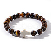 Natural Tiger Eye Beads Stretch Bracelets for Women Men QT3282-6-1