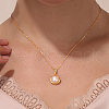 Elegant 925 Sterling Silver & Natural Freshwater Pearl Teardrop Pendant Necklaces with Green Cubic Zirconia GY1766-5