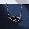 Interlocking Heart Brass Micro Pave Clear Cubic Zirconia Pendant Necklaces for Women NJEW-M103-01P-2