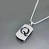 Rectangle with Laser Cut Letter 201 Stainless Steel Initial Pendant Necklaces WGA5E8C-17-1