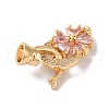 Brass Micro Pave Cubic Zirconia Fold Over Clasps KK-B098-07G-02-2