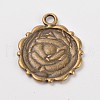 Flower Alloy Pendant Cabochon Settings and Half Round/Dome Clear Glass Cabochons DIY-X0221-AB-FF-5