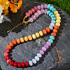 Bohemian Style Natural Mixed Stone Rondelle Beaded Necklaces for Women QM8481-1-1