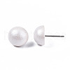Pearlized Half Round Schima Wood Earrings for Girl Women EJEW-N048-001-14-3