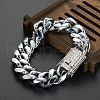 Stainless Steel Curb Chain Bracelet with Rhinestone Clasps WG84387-01-2