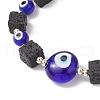Natural Lava Rock & Handmade Lampwork Beads Stretch Bracelets BJEW-JB11984-04-3