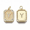 Brass Micro Pave Clear Cubic Zirconia Pendants KK-S356-234Y-G-NF-2