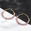 Beaded Hoop Earrings EJEW-JE03830-02-3