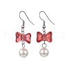 Bowknot Transparent Spray Painted Glass Dangle Earrings EJEW-JE06353-3