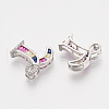 Brass Cubic Zirconia Slide Charms ZIRC-S063-01L-P-2