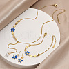 Flower Stainless Steel & Plastic Pearl Pendant Slider Necklace & Stud Dangle Earring & Link Bracelet FS-WG91D37-01-2