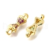 4Pcs 2 Colors Brass Micro Pave Orchid & Green Cubic Zirconia Connector Charm KK-XCP0001-08G-2