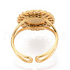 Flower 304 Stainless Steel Cuff Ring Components STAS-T066-02G-3