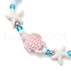 Synthetic Turquoise Bead Braided Bead Bracelets BJEW-JB11720-3