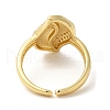 Leaf Brass Micro Pave Clear Cubic Zirconia Open Cuff Rings RJEW-U008-36G-3