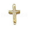 Brass Clear Cubic Zirconia Cross Connector Charms ZIRC-I070-010G-1
