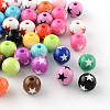 Star Pattern Opaque Acrylic Beads SACR-R882-20mm-M-1