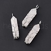 Natural Rose Quartz Copper Wire Wrapped Pointed Pendants G-F733-05H-1