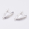 Brass Micro Pave Cubic Zirconia Hoop Earring Findings with Latch Back Closure X-ZIRC-K075-30P-2