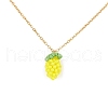 Glass Seed Beaded Lemon Pendant Necklace with 304 Stainless Steel Cable Chains NJEW-MZ00022-1