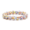 Dot Pattern Lampwork Round Beaded Stretch Bracelet for Women BJEW-JB08225-1