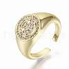 Brass Micro Pave Clear Cubic Zirconia Cuff Rings RJEW-S044-077-NF-1