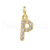 Brass Cubic Zirconia Pendants with Jump Rings FIND-PW0024-09P-1
