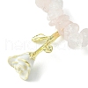 Natural Rose Quartz Chips Beaded Stretch Bracelets with Alloy Enamel Rose Charms BJEW-JB09561-02-2