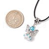 Angel Glass Sead Beaded Pendant Necklaces NJEW-MZ00094-04-3