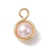 Shell Pearl Round Copper Wire Wrapped Pendants PALLOY-JF03258-4
