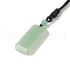 Natural Green Aventurine Rectangle Pendant Necklace with Nylon Cord for Women NJEW-C001-01A-01-2