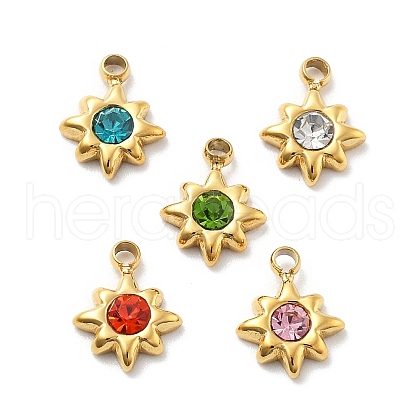 Star 304 Stainless Steel Rhinestone Charms STAS-L283-31G-1
