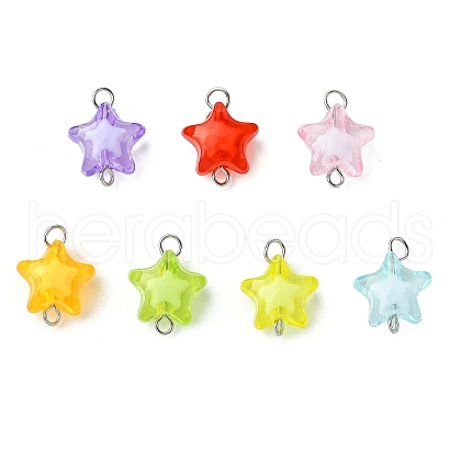 7Pcs 7 Colors Star Transparent Acrylic Connector Charms PALLOY-JF03378-1