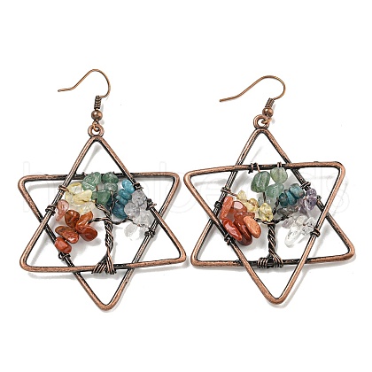 Natural Mixed Stone Dangle Earrings G-K338-21R-1