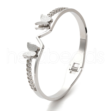 Buttetrfly 304 Stainless Steel Bangles BJEW-F474-05P-1